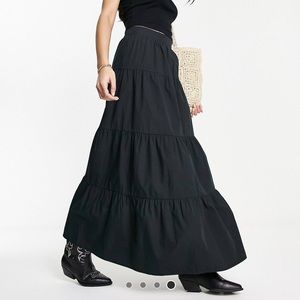 poplin black maxi skirt